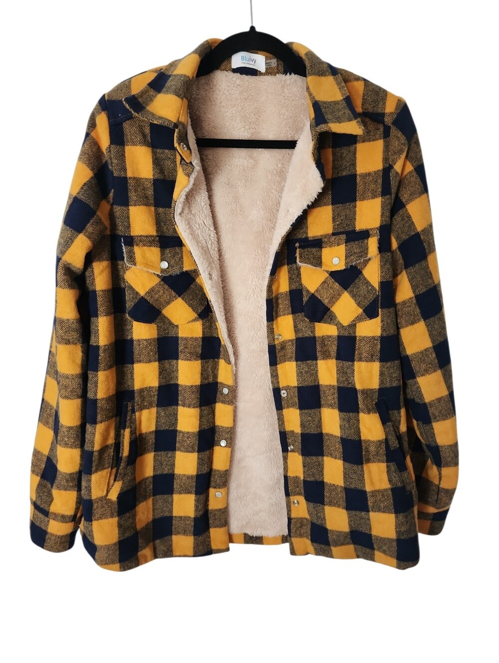 Bluivy Buffalo Plaid Sherpa Lined Shirt Jacket Shacket Size Small